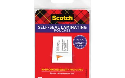 Self-Sealing Laminating Pouches, 9.5 Mil, 3.88″ X 2.44″, Gloss Clear, 25/pack