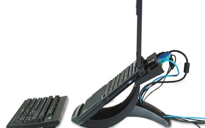 Vertical Notebook Computer Riser With Cable Management, 9″ X 12″ X 6.5″ To 9.5″, Black/charcoal Gray, Supports 20 Lbs