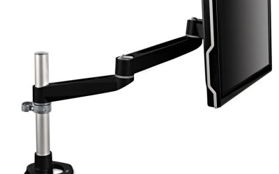 Dual Monitor Swivel Arm, 360 Degree Rotation, +15 Degree/-90 Degree Tilt, 180 Degree Pan, Black/gray, Supports 30 Lb