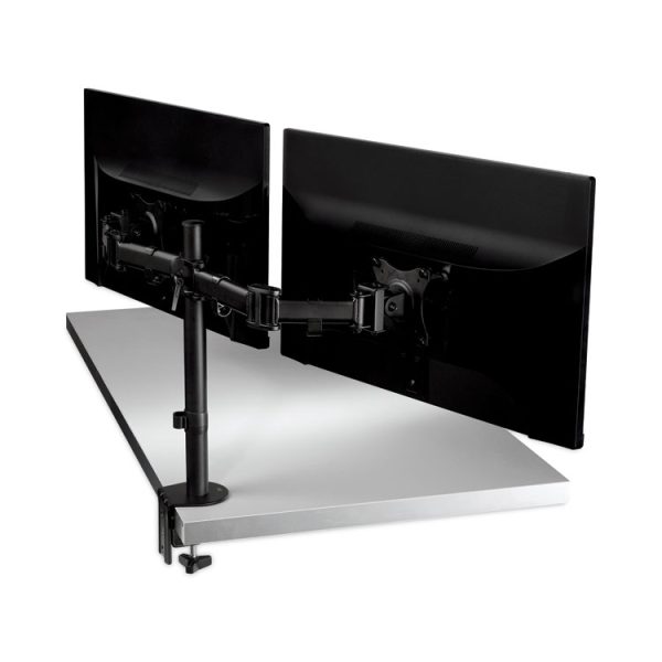 Dual Monitor Mount, For 27" Monitors, 360 Degree Rotation, +45 Degree/-45 Degree Tilt, 90 Degree Pan, Black, Supports 20 Lb - Image 2