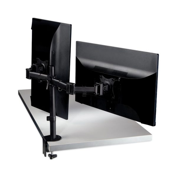 Dual Monitor Mount, For 27" Monitors, 360 Degree Rotation, +45 Degree/-45 Degree Tilt, 90 Degree Pan, Black, Supports 20 Lb - Image 3