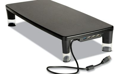 Monitor Stand Ms100b, 21.6 X 9.4 X 2.7 To 3.9, Black/clear, Supports 33 Lb