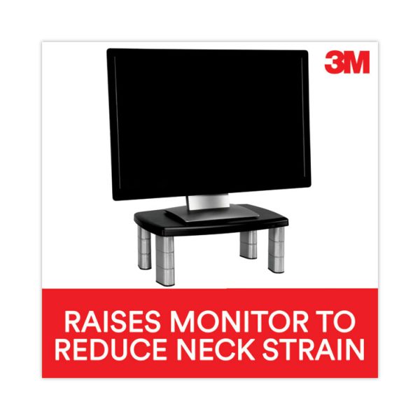 Adjustable Height Monitor Stand, 15" X 12" X 2.63" To 5.78", Black/silver, Supports 80 Lbs - Image 3