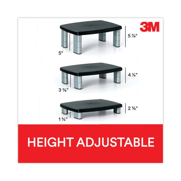 Adjustable Height Monitor Stand, 15" X 12" X 2.63" To 5.78", Black/silver, Supports 80 Lbs - Image 4