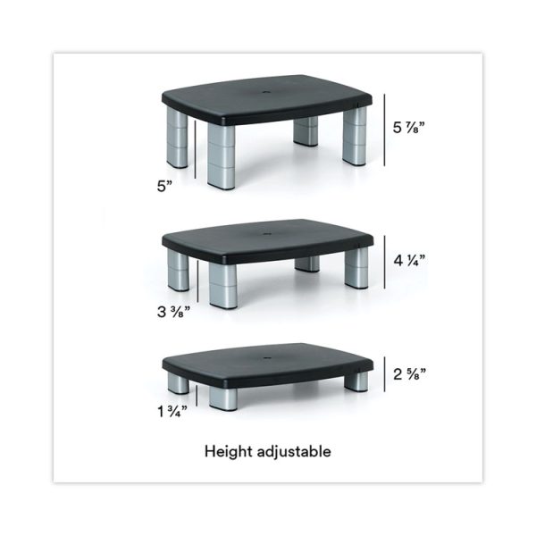 Adjustable Height Monitor Stand, 15" X 12" X 2.63" To 5.78", Black/silver, Supports 80 Lbs - Image 10