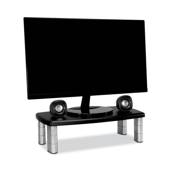 Extra-Wide Adjustable Monitor Stand, 20" X 12" X 1" To 5.78", Silver/black, Supports 40 Lbs