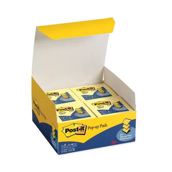 Original Canary Yellow Pop-up Refill Value Pack, 3" x 3", Canary Yellow, 100 Sheets/Pad, 24 Pads/Pack - Image 2