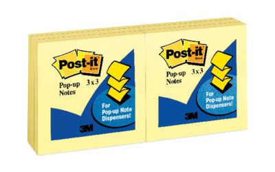 Original Canary Yellow Pop-up Refill, 3″ x 3″, Canary Yellow, 100 Sheets/Pad, 12 Pads/Pack