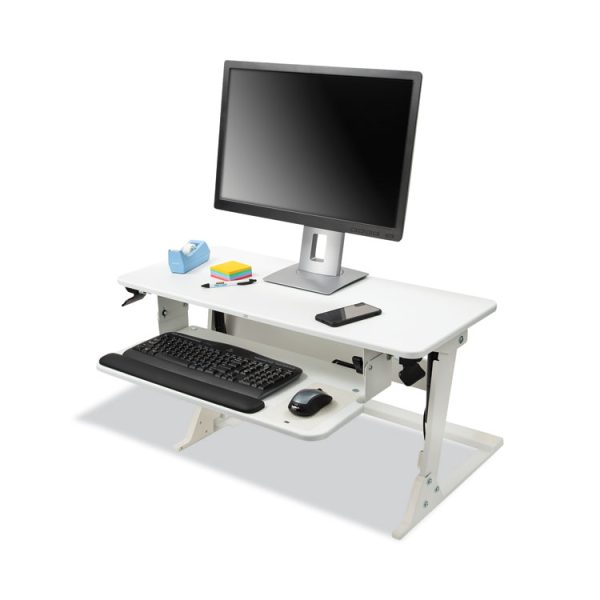 Precision Standing Desk, 35.4" x 23.2" x 6.2" to 20", White - Image 5