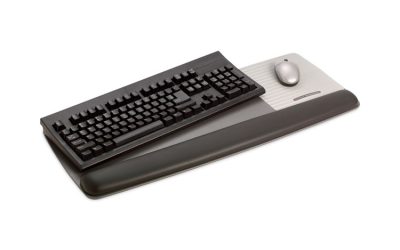 Antimicrobial Gel Mouse Pad/Keyboard Wrist Rest Platform, 25.5 x 10.6, Black/Silver