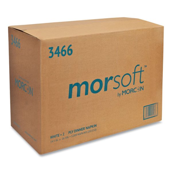 Morsoft Dinner Napkins, 2-Ply, 14.5 X 16.5, White, 3,000/carton - Image 2