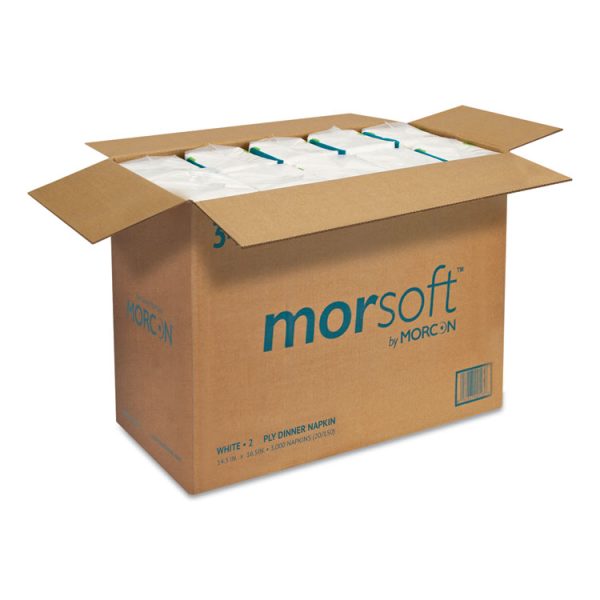 Morsoft Dinner Napkins, 2-Ply, 14.5 X 16.5, White, 3,000/carton - Image 3