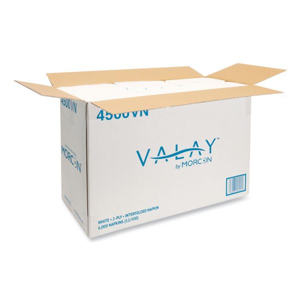 Valay Interfolded Napkins, 2-Ply, 6.5 X 8.25, White, 500/pack, 12 Packs/carton - Image 3