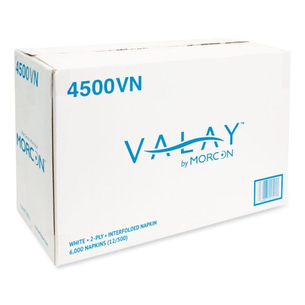 Valay Interfolded Napkins, 2-Ply, 6.5 X 8.25, White, 500/pack, 12 Packs/carton - Image 2