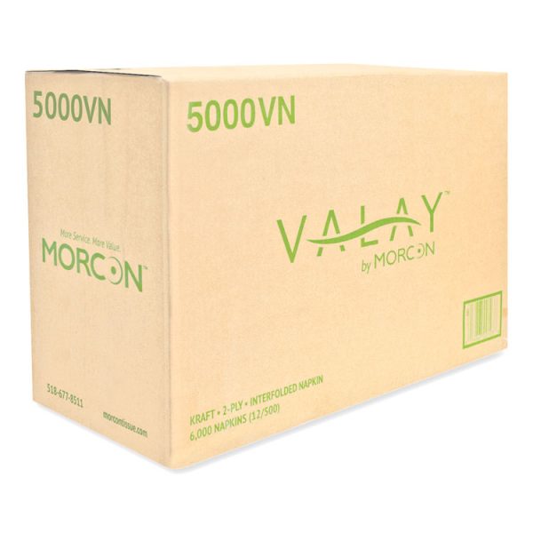 Valay Interfolded Napkins, 2-Ply, 6.5 X 8.25, Kraft, 6,000/carton - Image 2