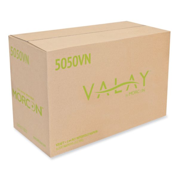 Valay Interfolded Napkins, 1-Ply, 6.3 X 8.85, Kraft, 6,000/carton - Image 2