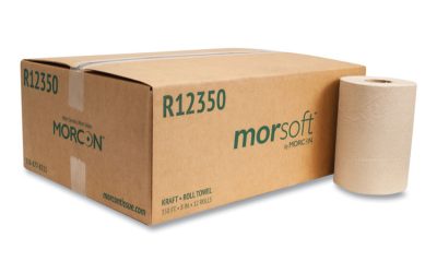 Morsoft Universal Roll Towels, 1-Ply, 8″ x 350 ft, Brown, 12 Rolls/Carton