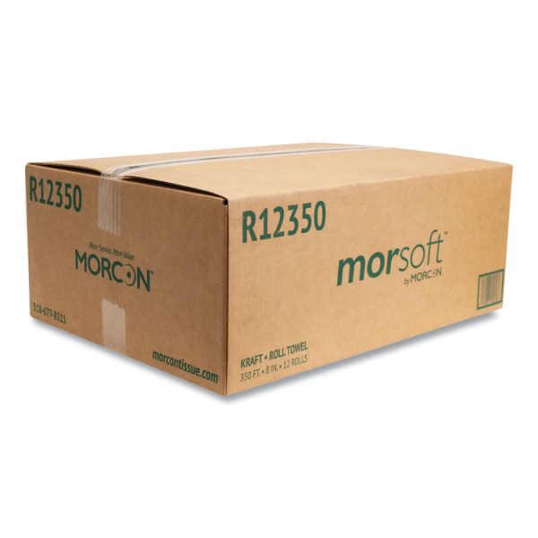 Morsoft Universal Roll Towels, 1-Ply, 8" x 350 ft, Brown, 12 Rolls/Carton - Image 2