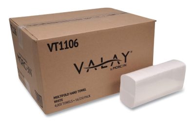 Valay Multi-Fold Towels, 1-Ply, 9.05 x 9.25, White, 250/Pack, 16 Packs/Carton