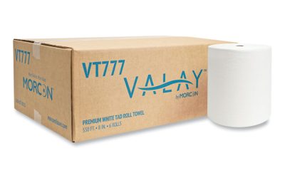 Valay Proprietary Tad Roll Towels, 1-Ply, 7.5″ X 550 Ft, White, 6 Rolls/carton