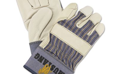 Mustang Leather Palm Gloves, Blue/cream, Large, 12 Pairs