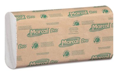 100% Recycled Folded Paper Towels, C-Fold, 1-Ply, 12.88 x 10.13, White, 150/Pack, 16 Packs/Carton