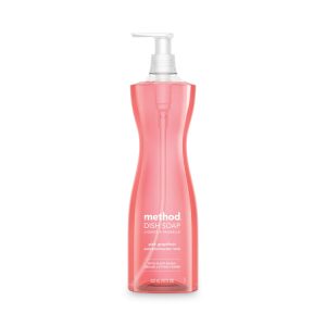 Dish Soap Pump, Hour-Glass Bottle Shape, Pink Grapefruit Scent, 18 oz Pump Bottle, 6/Carton