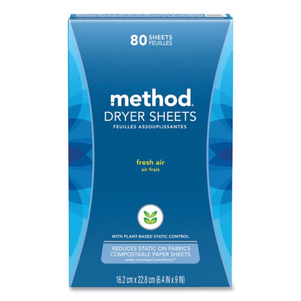 Dryer Sheets, Fresh Air, 80/Box, 6 Boxes/Carton - Image 2