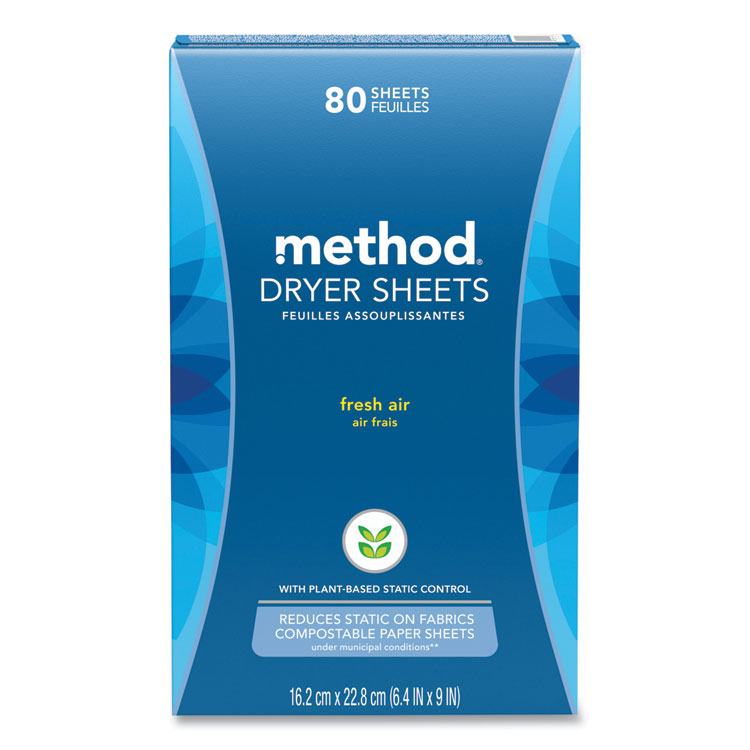 Dryer Sheets, Fresh Air, 80/Box, 6 Boxes/Carton - Image 2