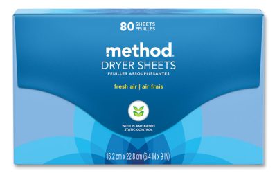 Dryer Sheets, Fresh Air, 80/Box, 6 Boxes/Carton