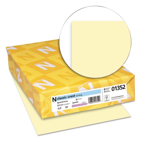 CLASSIC CREST Stationery, 24 lb Bond Weight, 8.5 x 11, Baronial Ivory, 500/Ream - Image 2
