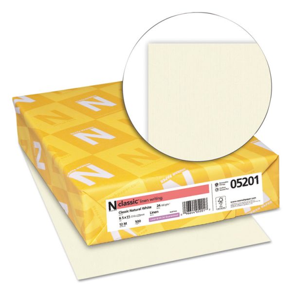 CLASSIC Linen Stationery, 24 lb Bond Weight, 8.5 x 11, Classic Natural White, 500/Ream - Image 2
