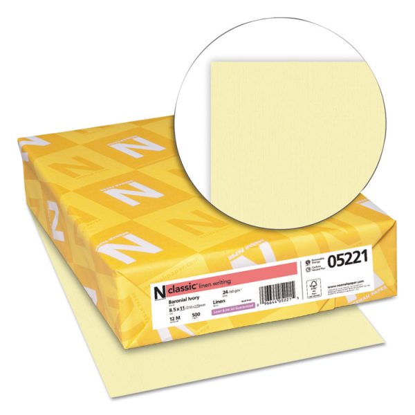 CLASSIC Linen Stationery, 24 lb Bond Weight, 8.5 x 11, Baronial Ivory, 500/Ream - Image 2