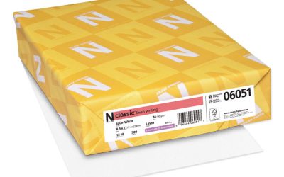CLASSIC Linen Stationery, 97 Bright, 24 lb Bond Weight, 8.5 x 11, Solar White, 500/Ream