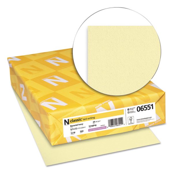 CLASSIC Laid Stationery Writing Paper, 24 lb Bond Weight, 8.5 x 11, Baronial Ivory, 500/Ream - Image 2