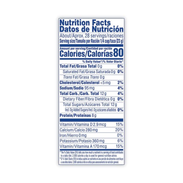 Instant Nonfat Dry Milk, Unsweetened, 22.75 Oz Canister, 4/Carton - Image 5