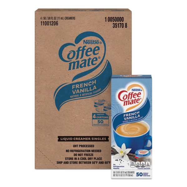 Liquid Coffee Creamer, French Vanilla, 0.38 Oz Mini Cups, 50/box, 4 Boxes/carton, 200 Total/carton - Image 3