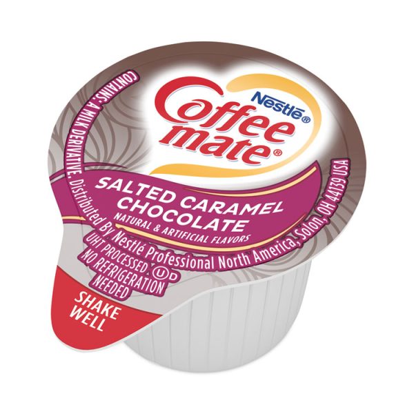 Liquid Coffee Creamer, Salted Caramel Chocolate, 0.38 oz Mini Cups, 50/Box, 4 Boxes/Carton, 200 Total/Carton - Image 3