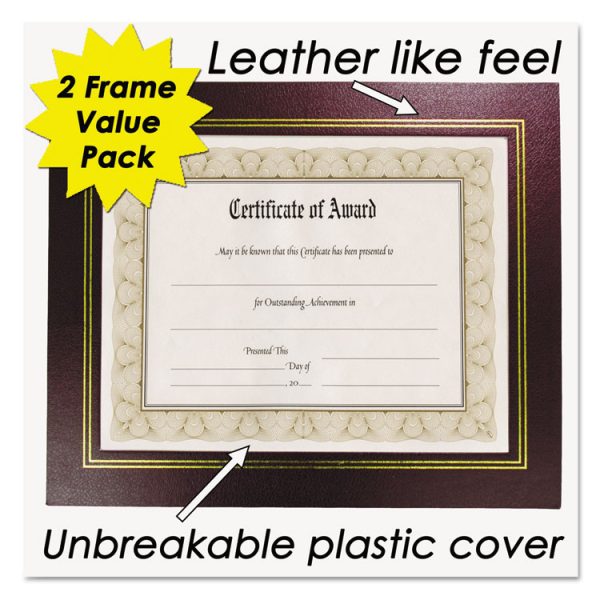 Leatherette Document Frame, 8.5 x 11, Burgundy, Pack of Two - Image 2