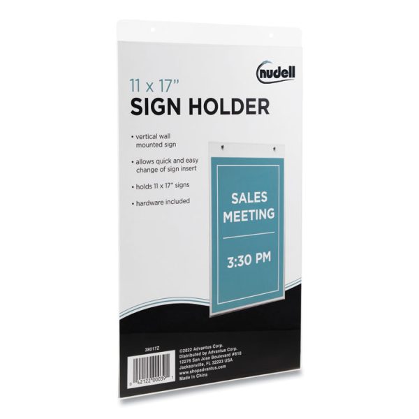 Clear Plastic Vertical-Orientation Wall Sign Holder with Mounting Screws, Quick-Change Insert System, 11 x 17 Insert - Image 3
