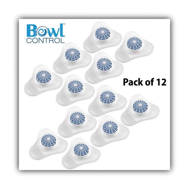 Urinal Screen with Non-Para Deodorizer Block, Cherry Scent, White/Blue, 12/Carton - Image 2