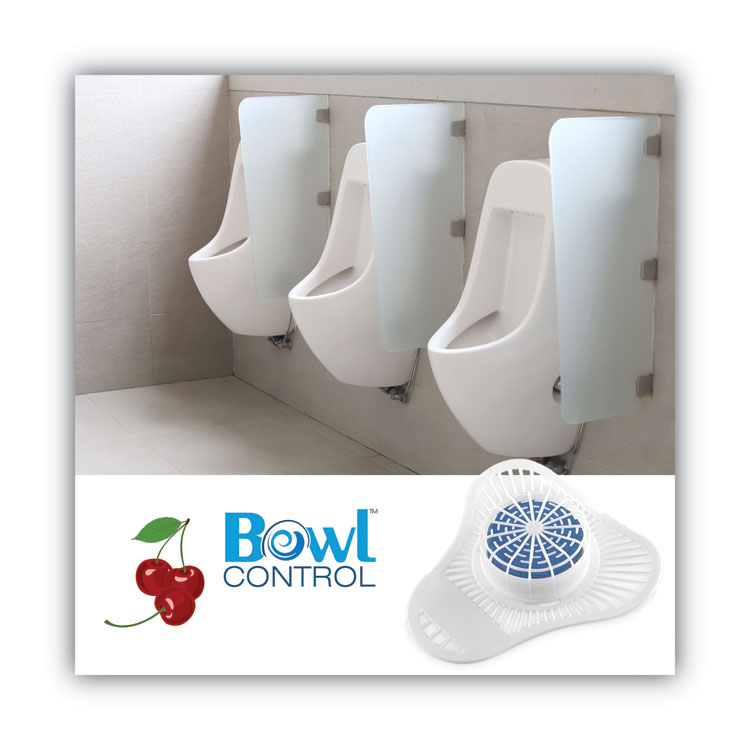 Urinal Screen with Non-Para Deodorizer Block, Cherry Scent, White/Blue, 12/Carton - Image 3