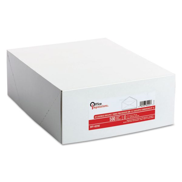 White Envelope, #10, Commercial Flap, Gummed Closure, 4.13 X 9.5, White, 500/box - Image 3