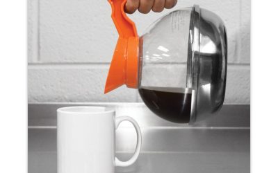 Unbreakable Decaffeinated Coffee Decanter, 12-Cup, Stainless Steel/Polycarbonate, Orange Handle