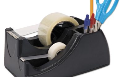 Recycled 2-In-1 Heavy Duty Tape Dispenser, 1″ And 3″ Cores, Plastic, Black