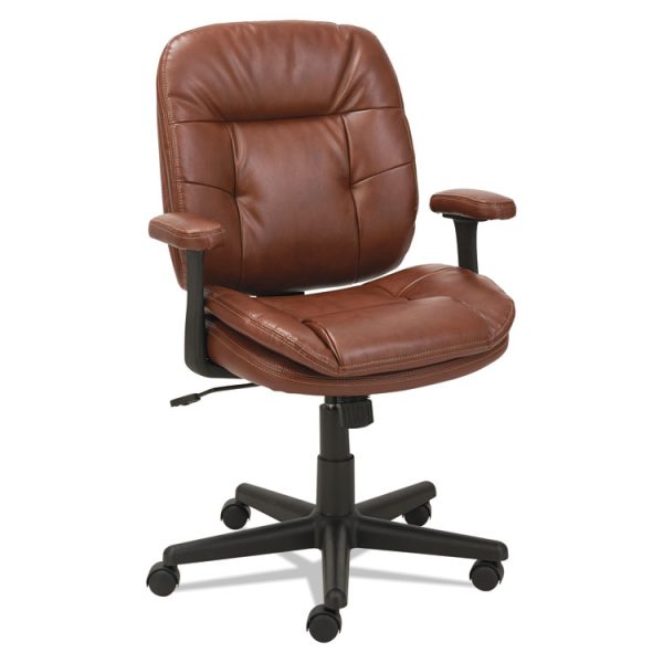 Swivel/tilt Bonded Leather Task Chair, Supports 250 Lb, 16.93" To 20.67" Seat Height, Chestnut Brown Seat/back, Black Base - Image 2