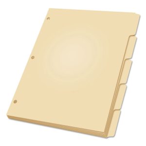 Write-On Tab Dividers, 5-Tab, 11 X 8.5, Manila, 20 Sets
