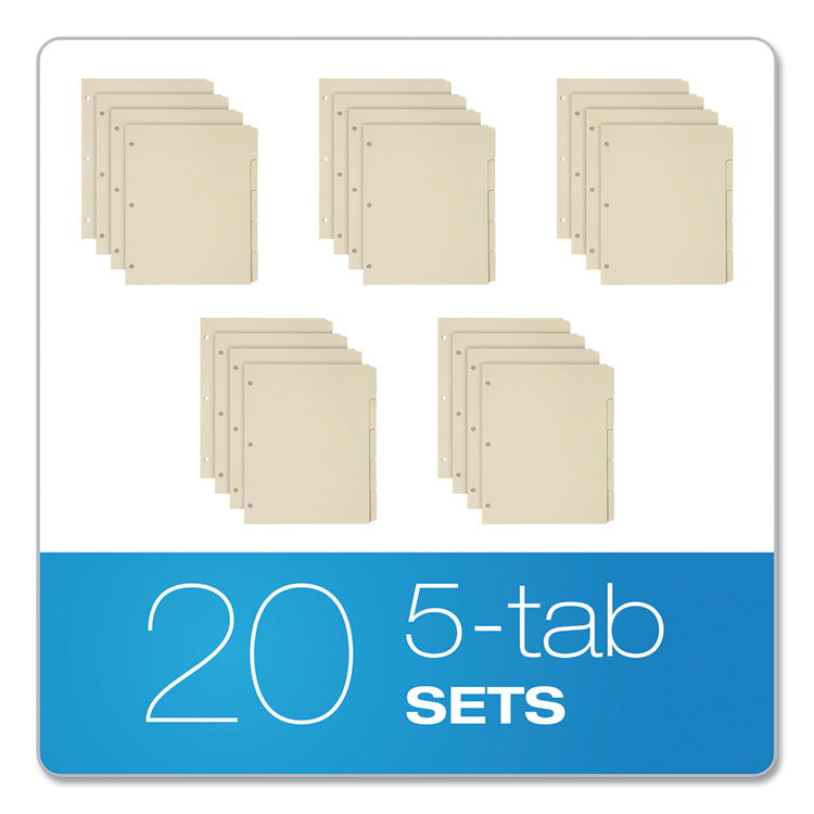 Write-On Tab Dividers, 5-Tab, 11 X 8.5, Manila, 20 Sets - Image 6