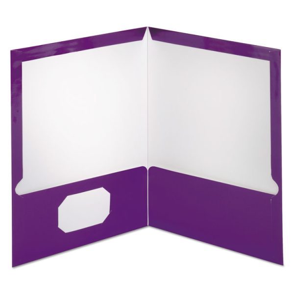 Two-Pocket Laminated Folder, 100-Sheet Capacity, 11 X 8.5, Metallic Purple, 25/box - Image 2