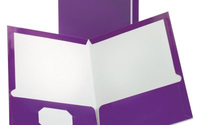 Two-Pocket Laminated Folder, 100-Sheet Capacity, 11 X 8.5, Metallic Purple, 25/box